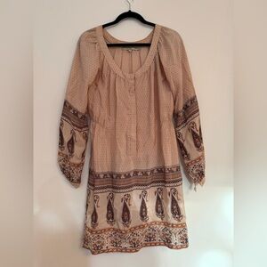 100% silk What Goes Around Comes Around Peach Diamond Pattern Top